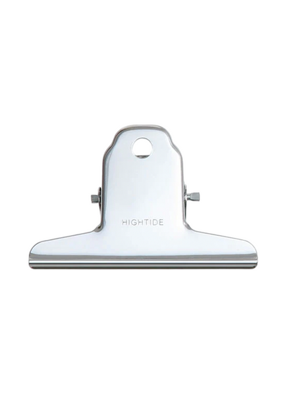 White bulldog clip with 'Hightide' branding on a light gray background