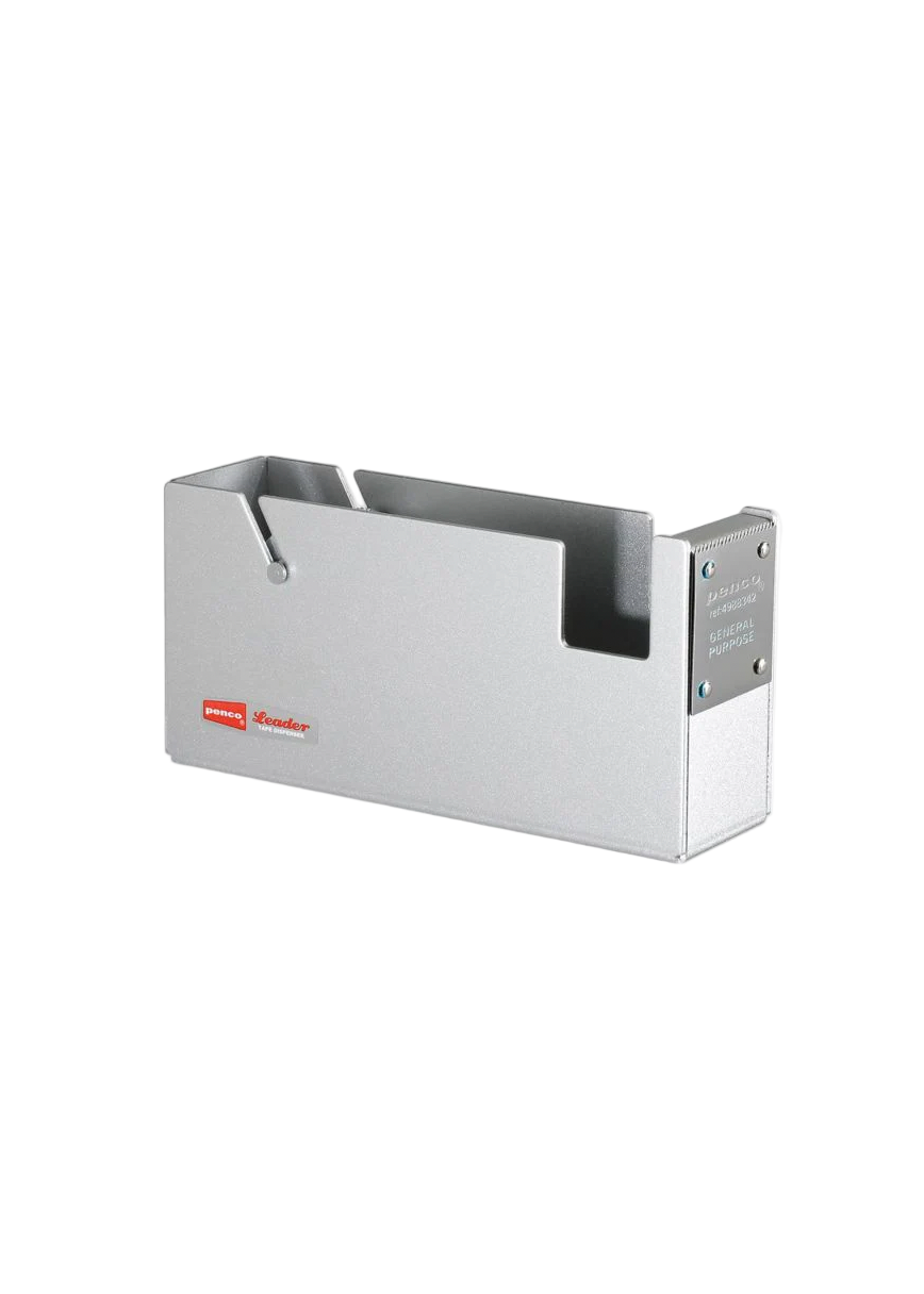 Metallic box with a brand logo on a white background