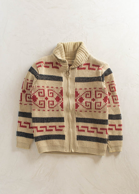 1970s Pendleton Geometric Pattern Cowichan Style Wool Cardigan Size M/L