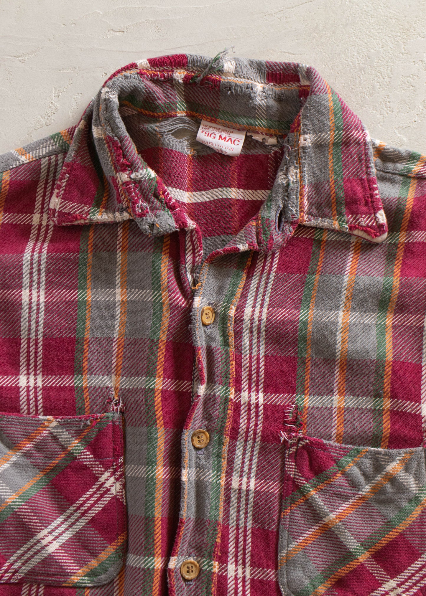 1970s JC Penney Big Mac Cotton Flannel Button Up Shirt Size L/XL