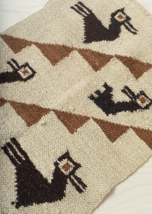 Vintage Bird Pattern Wool Doormat Rug