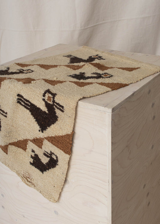 Vintage Bird Pattern Wool Doormat Rug