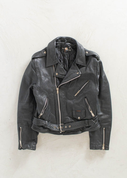 Vintage 1980s Motorcycle Leather Jacket Size S/M