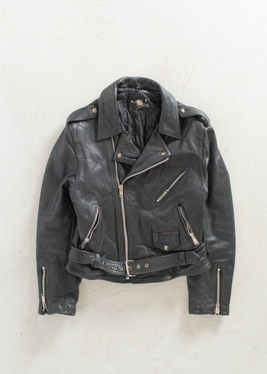 Vintage 1980s Motorcycle Leather Jacket Size S/M