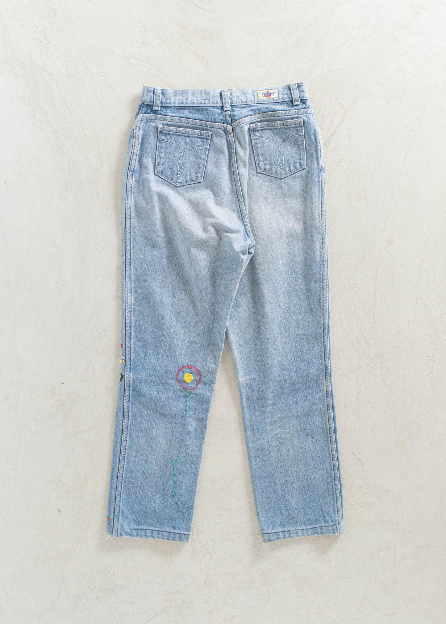 Vintage 1970s GWG Lightwash Embroidered Jeans Size Women's 26 Men's 30
