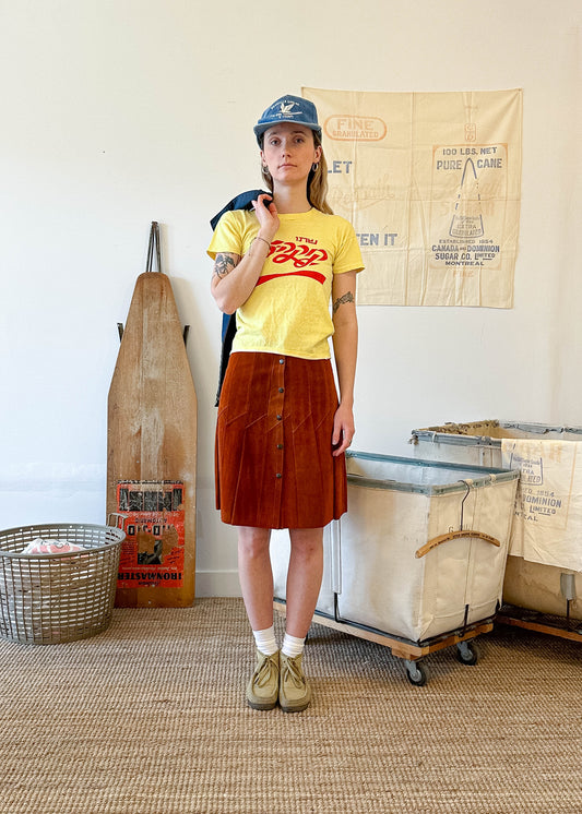 1970s Suede Midi Skirt Size Women's 25 Men's 28