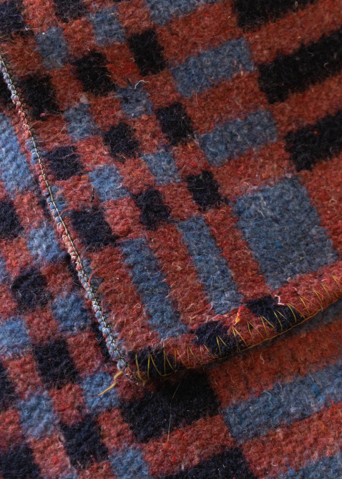 1970s Geometric Pattern Wool Throw Blanket