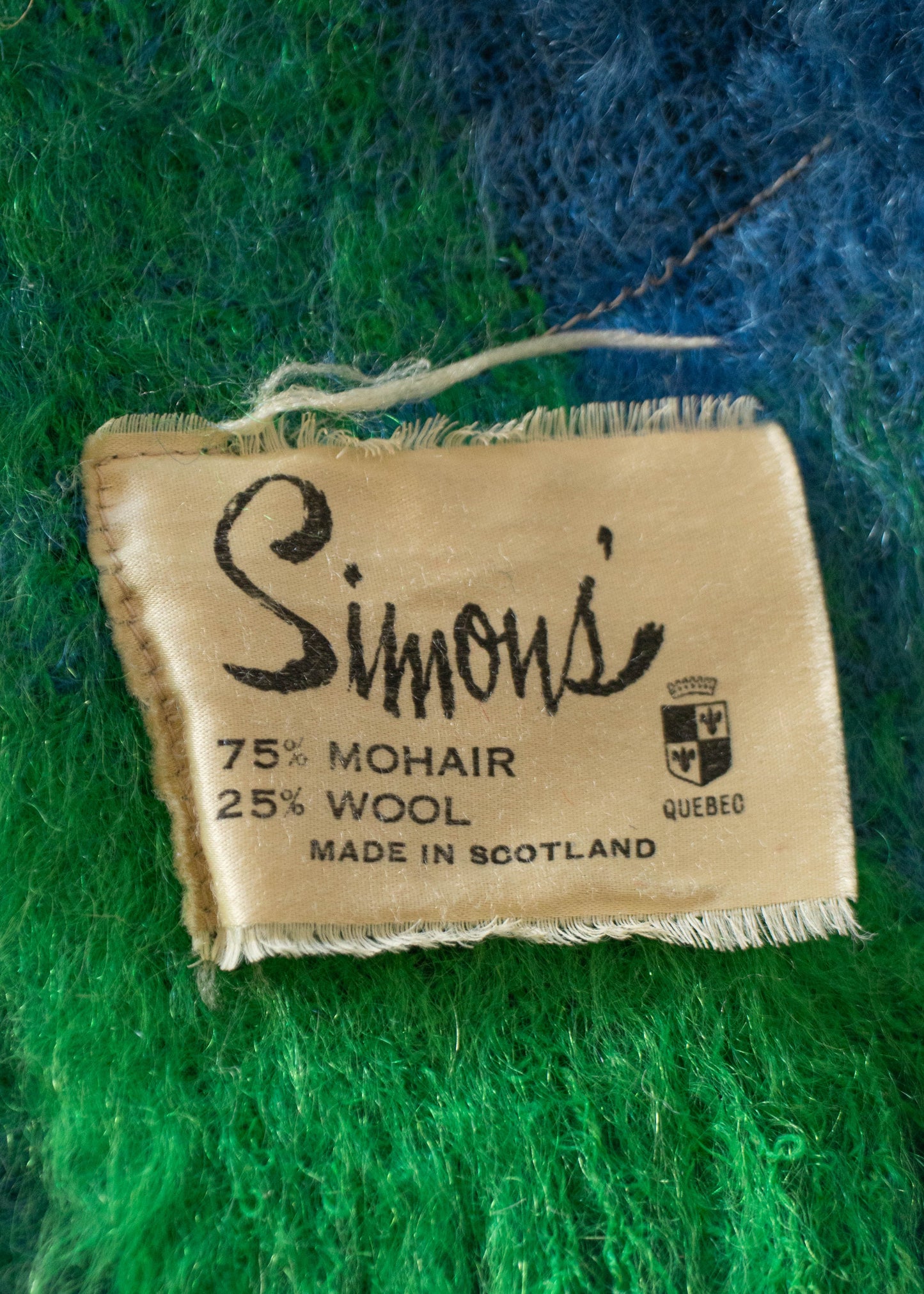 1970s Simons Plaid Pattern Mohair Throw Blanket