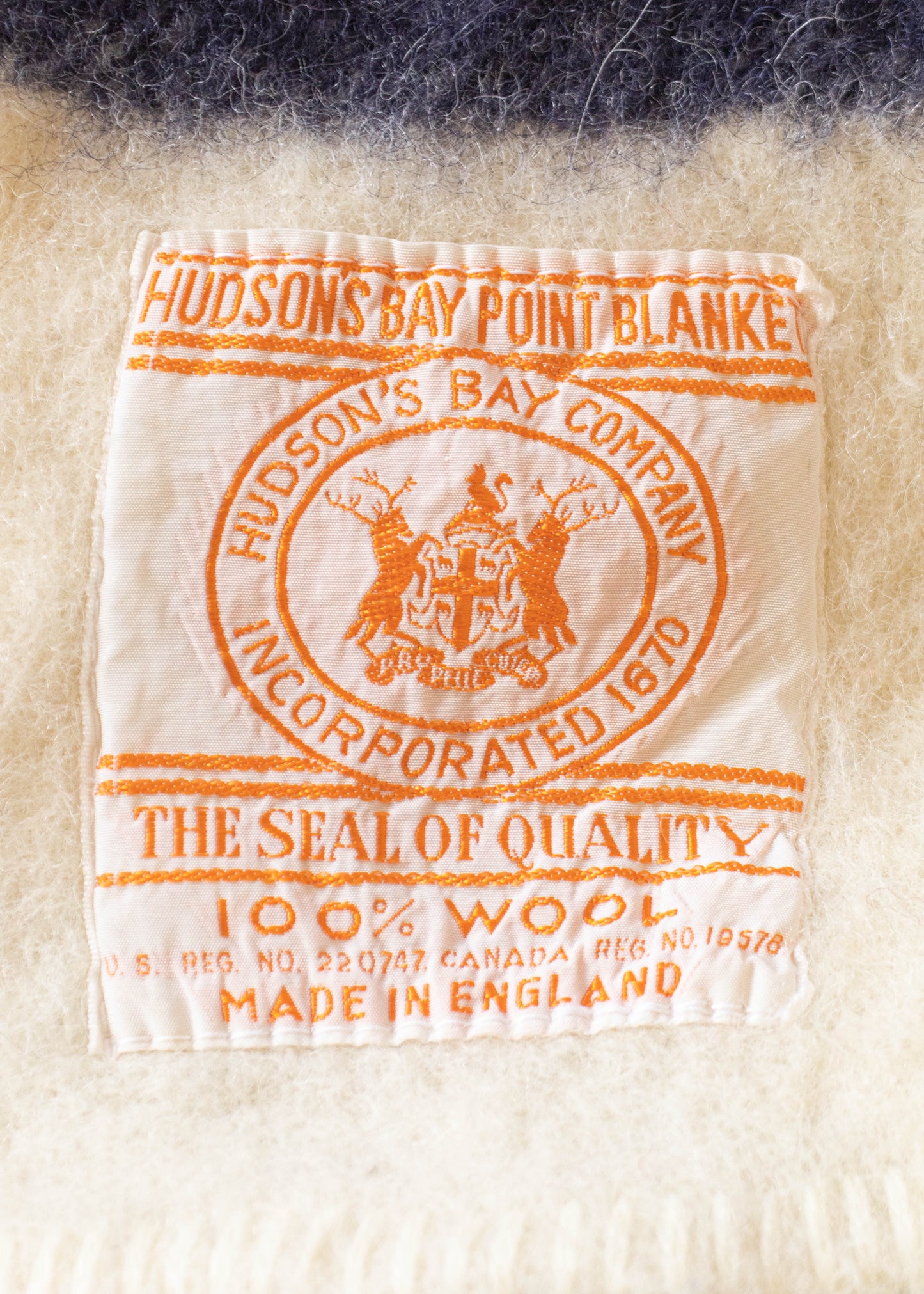 1960s Hudson's Bay 2 Point Wool Throw Blanket