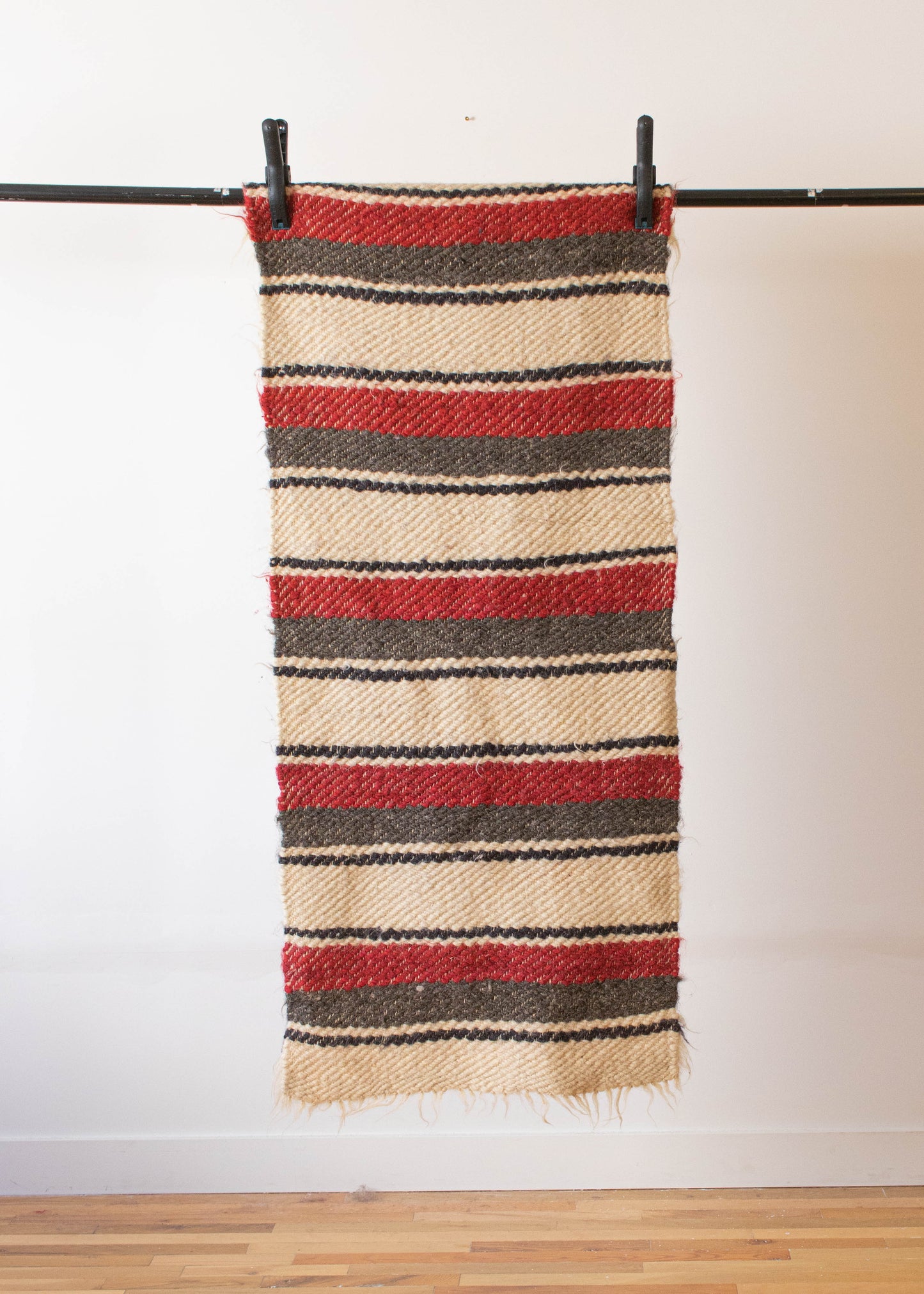 1970s Stripe Pattern Wool Runner Rug