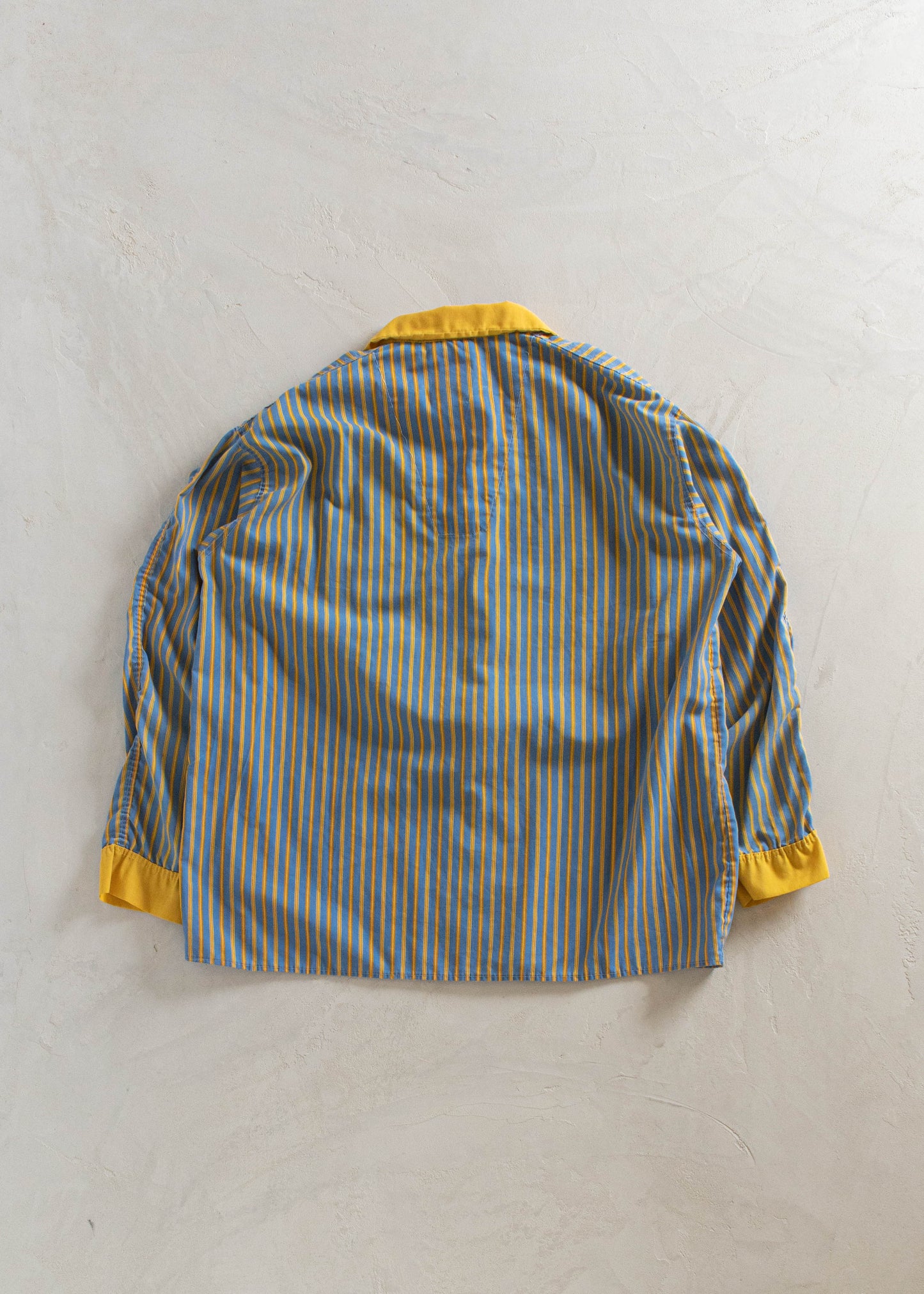 1960s Hall of Fame Stripe Pattern Long Sleeve Button Up Pajama Shirt Size XL/2XL