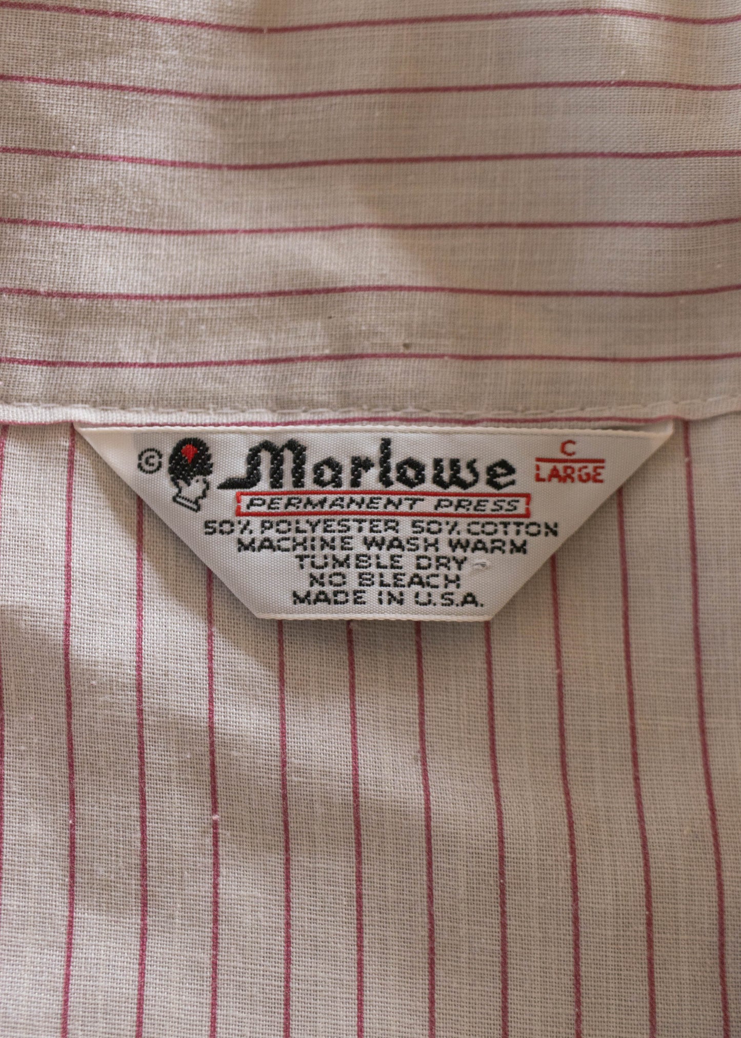 1970s Marlowe Stripe Pattern Long Sleeve Button Up Pajama Shirt Size XL/2XL