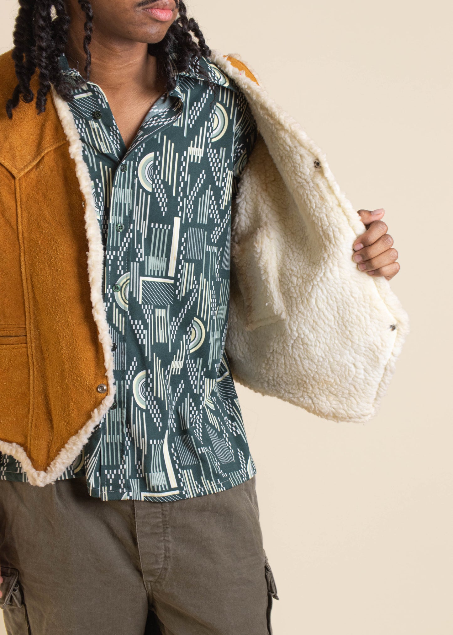 1970s LLB Sherpa Lined Suede Vest Size M/L
