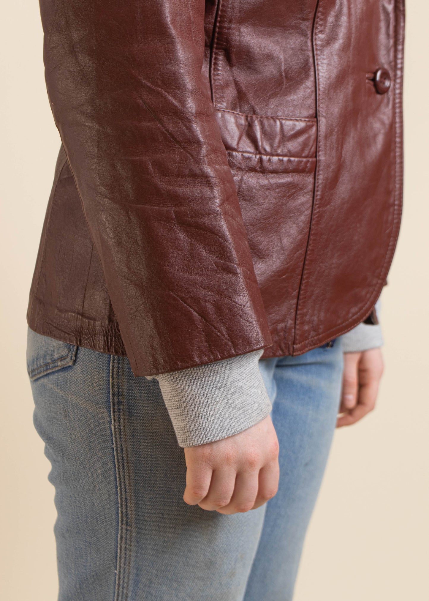 1970s Genuine Leather Blazer Jacket Size 2XS/S