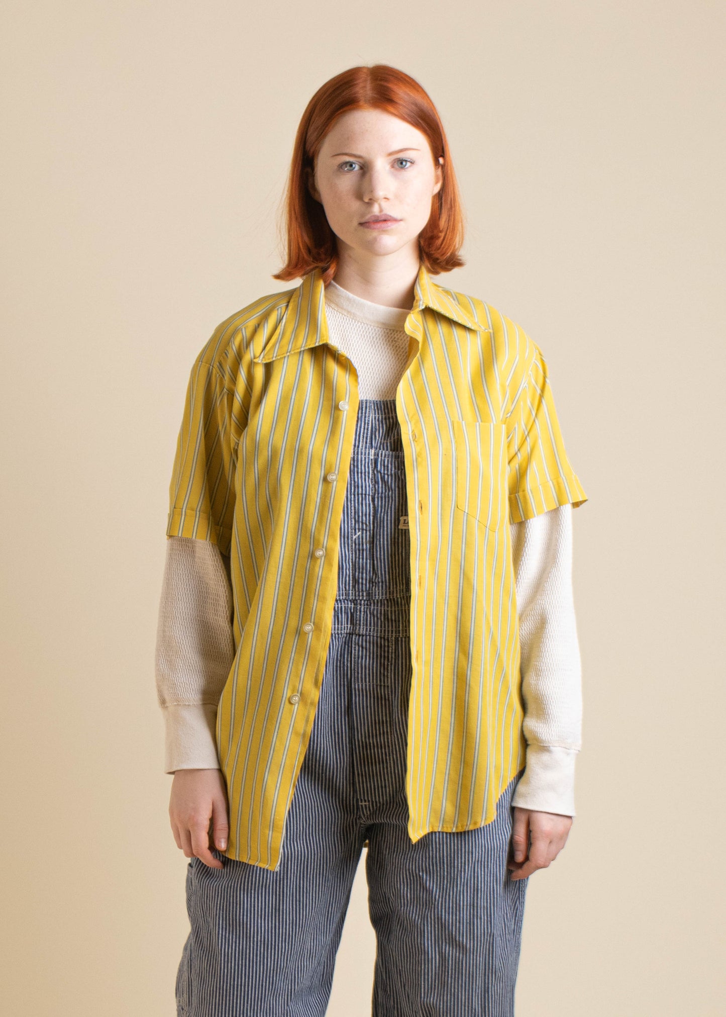 1980s Hudson's Bay Stripe Pattern Short Sleeve Button Up Shirt Size S/M