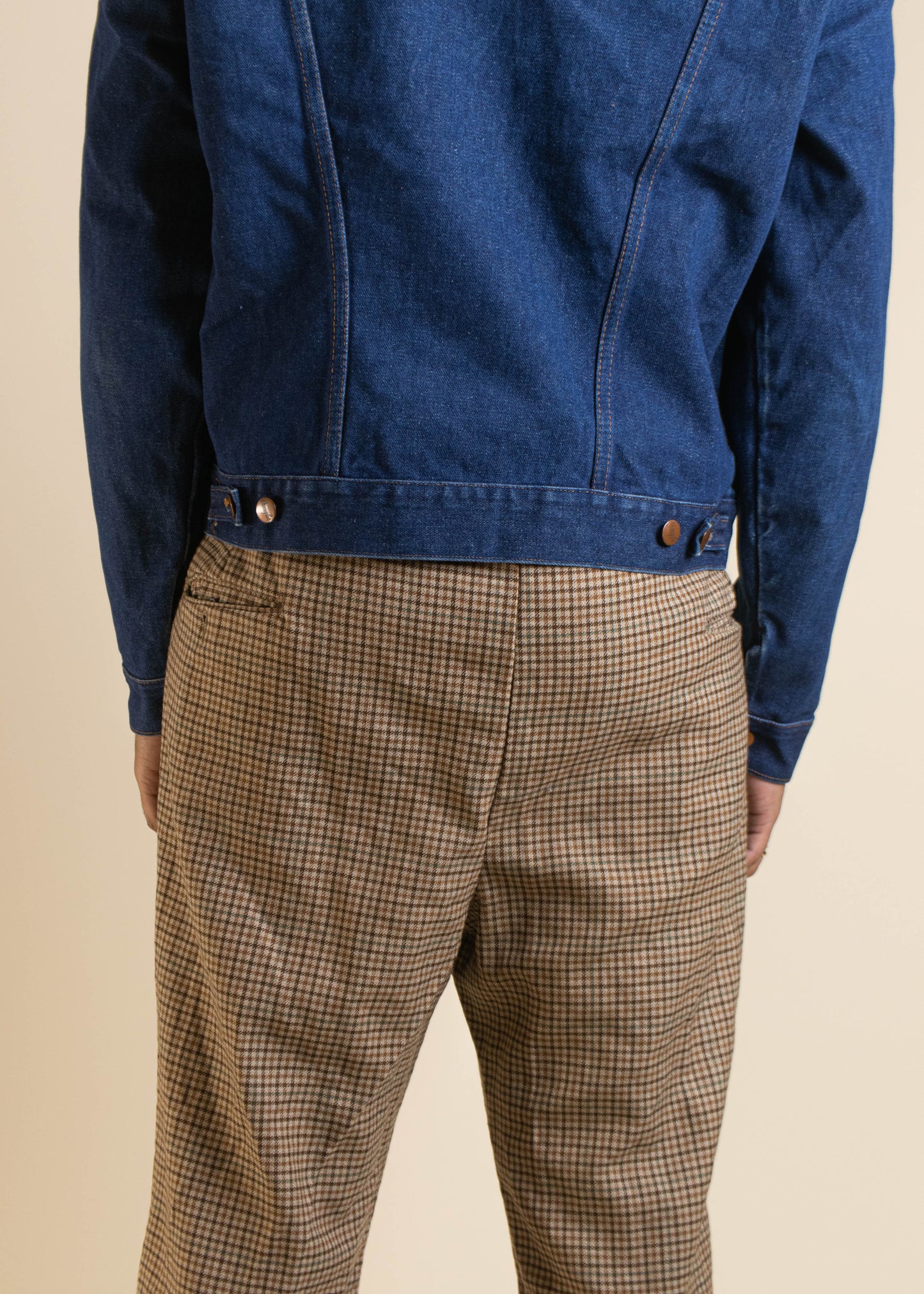 1970s Plaid Pattern Wool Trouser Pants Size Women's 34 Men's 36