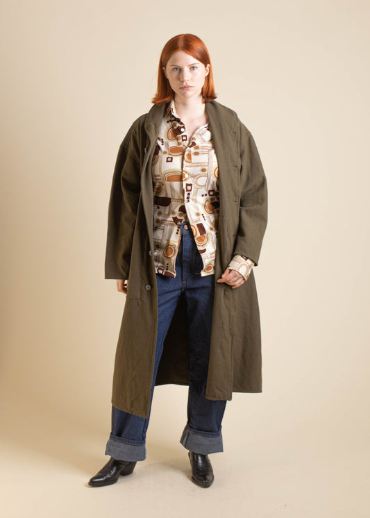 1980s Wool Duster Button Up Jacket Size L/XL