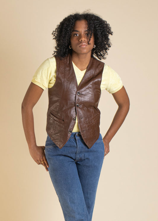 1950s Its A Holiday Leather Vest Size XS/S
