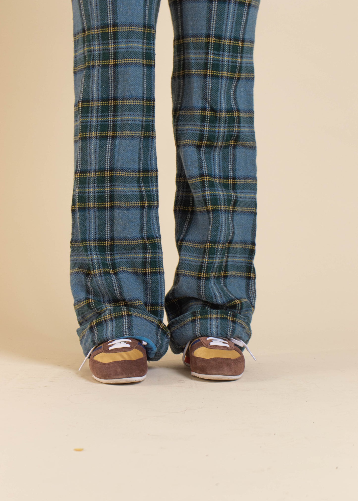 1970s Plaid Pattern Wool Trouser Pants Size Women's 25 Men's 28