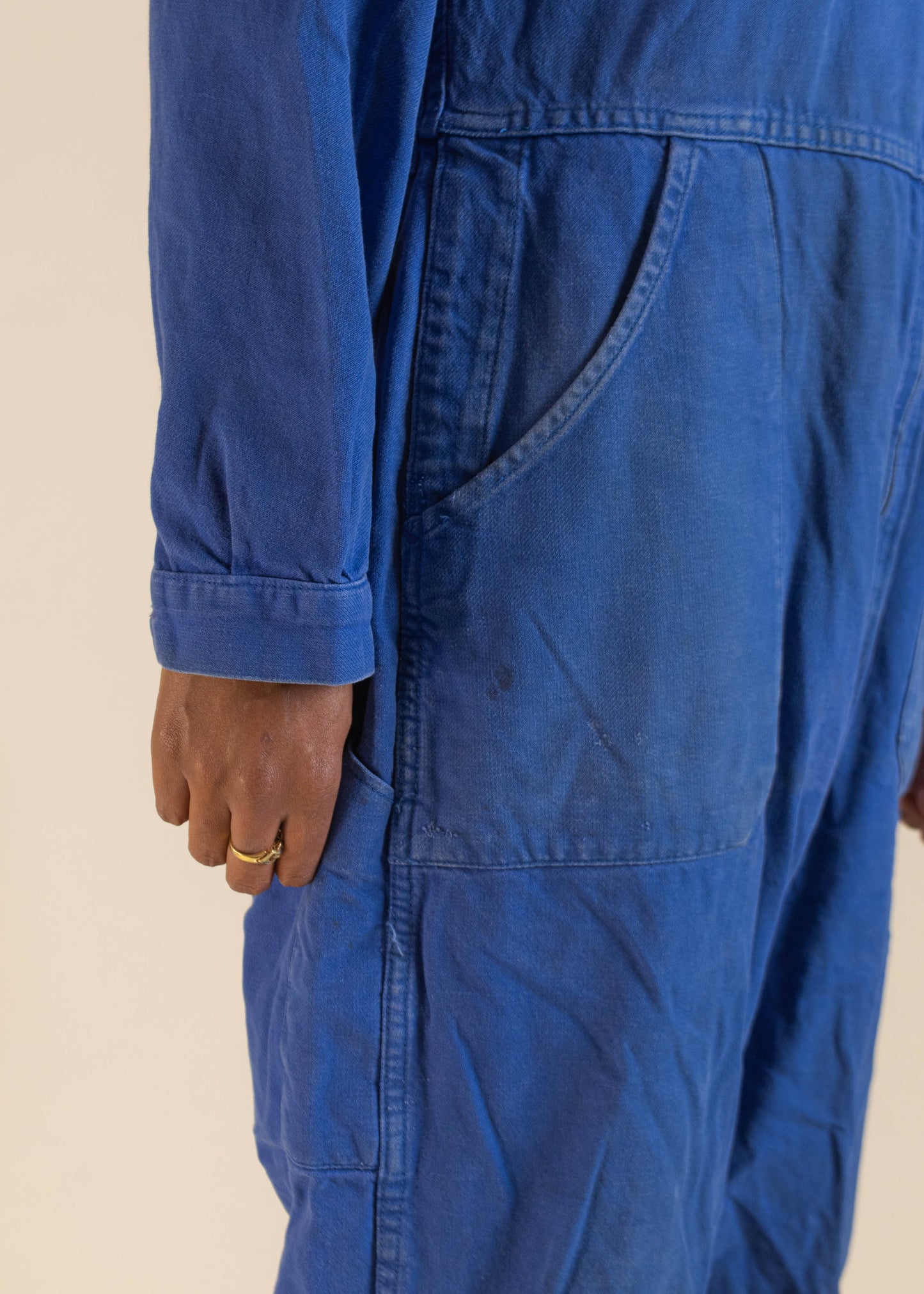 1980s French Workwear Long Sleeve Zip Up Coveralls Size M/L