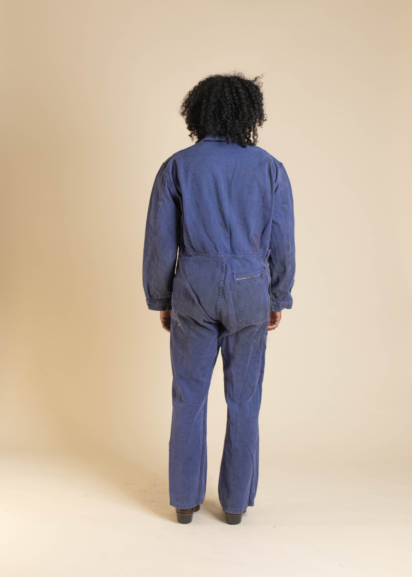 1980s French Workwear Long Sleeve Zip Up Coveralls Size S/M
