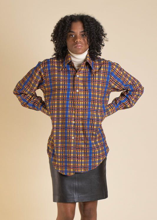 1970s Guild Ball Geometric Pattern Long Sleeve Button Up Shirt Size S/M