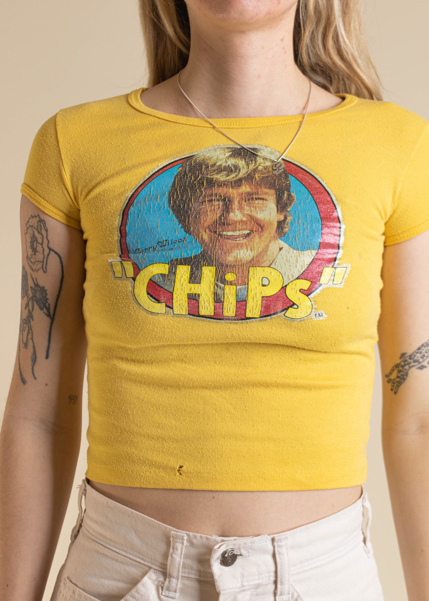 1980s Larry Wilcox Chips Ringer T-Shirt Size 3XS/2XS