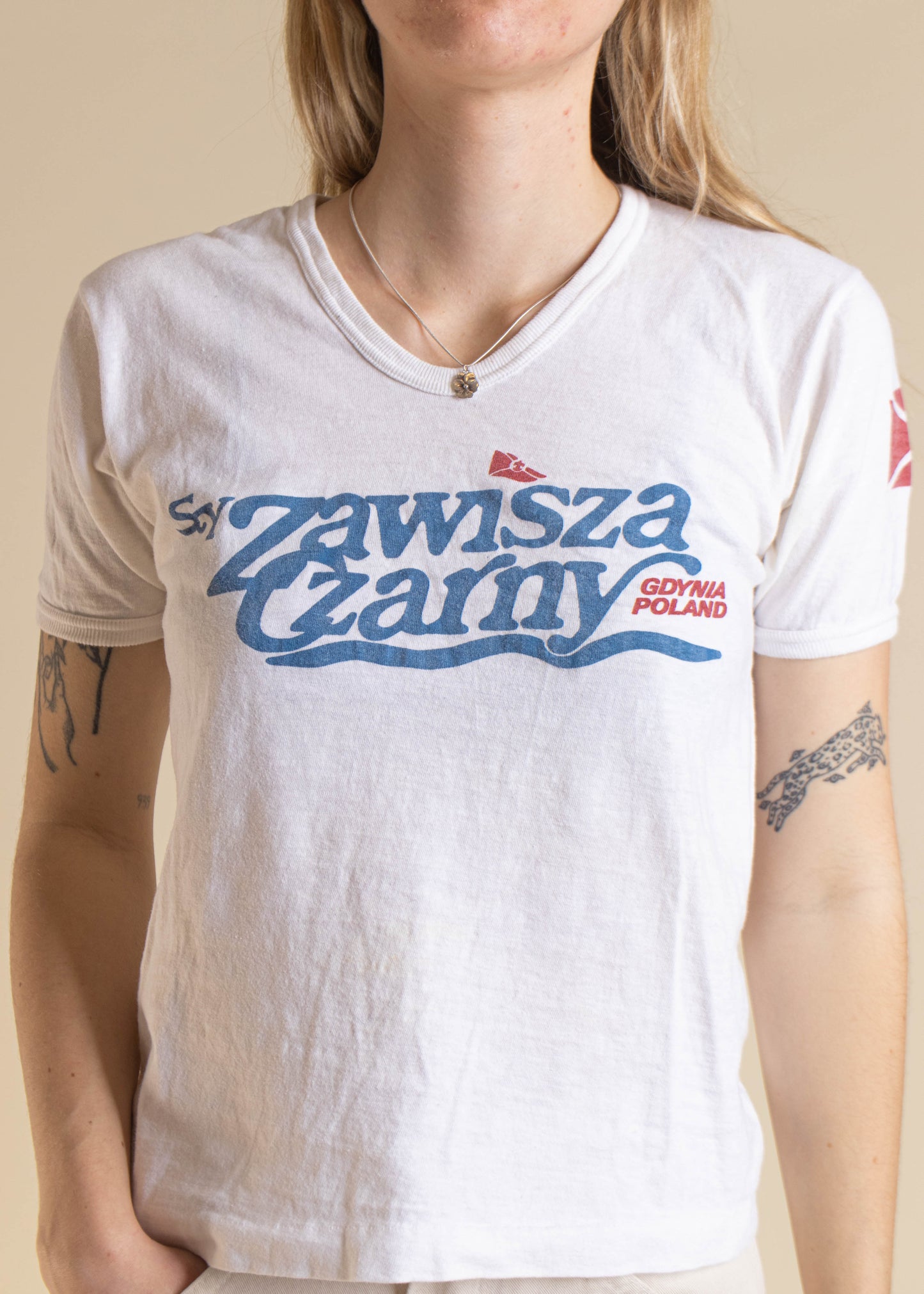 1970s Butterfly Poland Souvenir Ringer T-Shirt Size XS/S