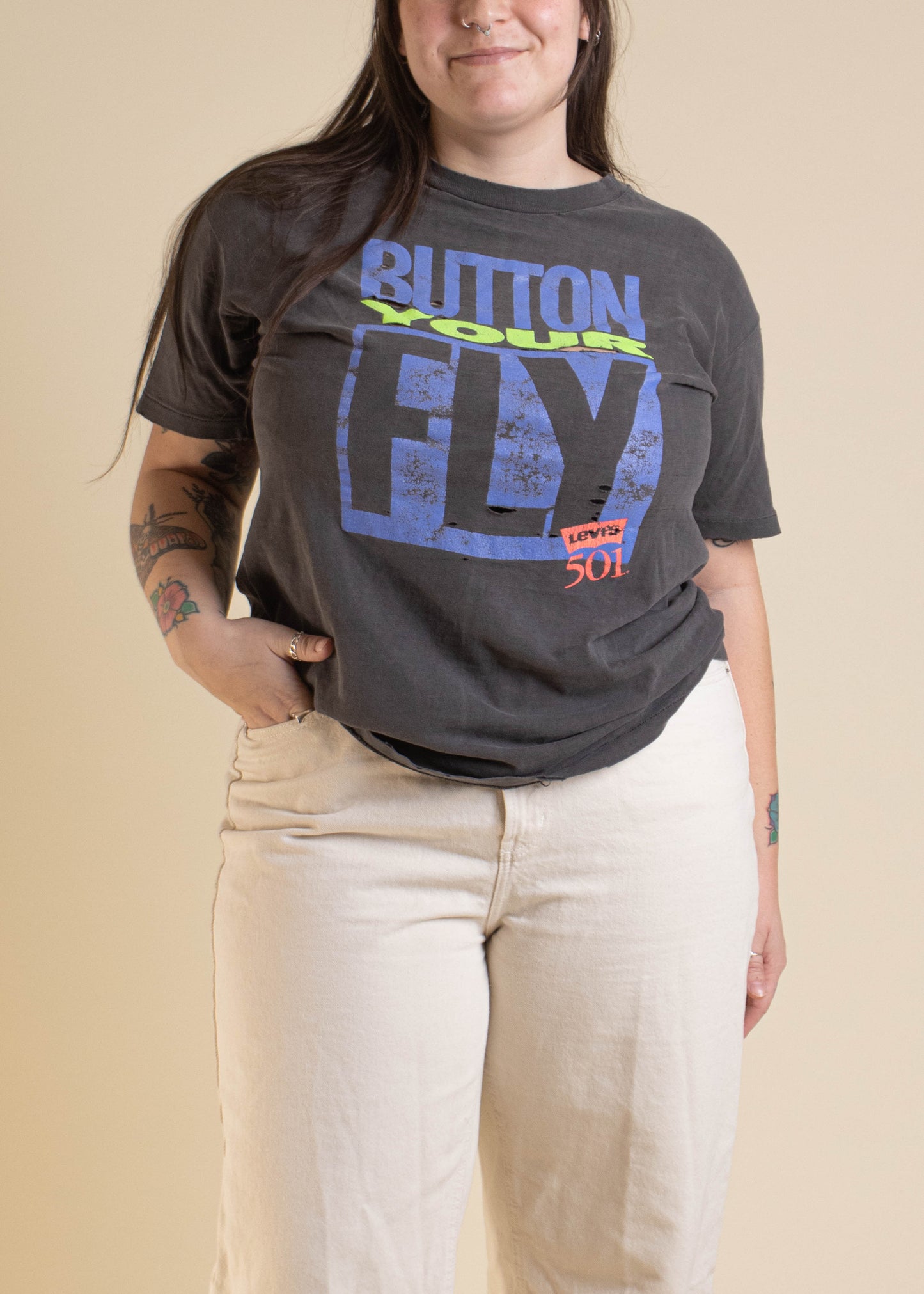 1980s Levi's Button Your Fly T-Shirt Size L/XL