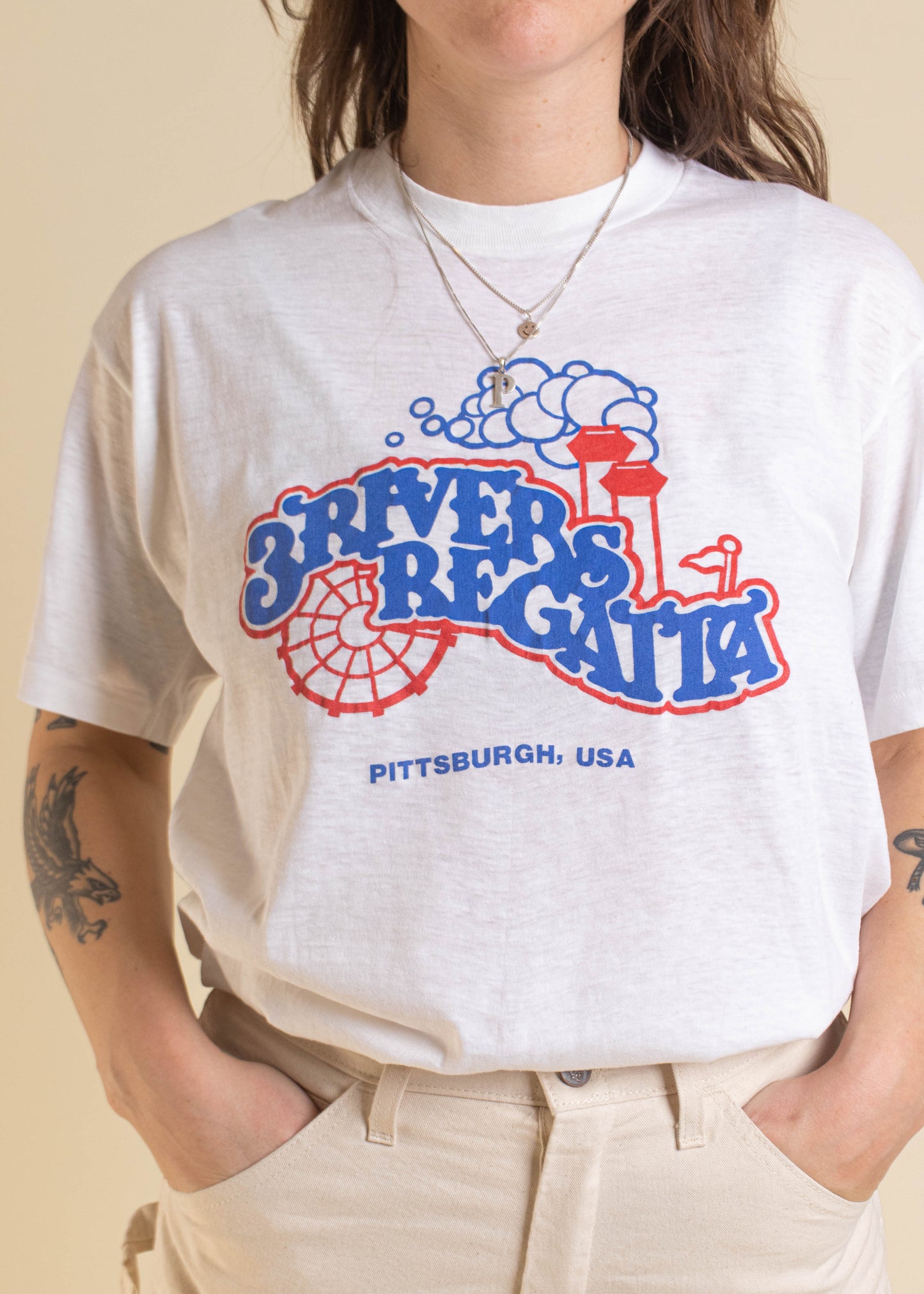 1980s 3 Rivers Regatta Pittsburgh Souvenir T-Shirt Size M/L