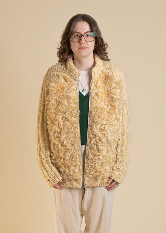 1970s Heavy Zip Up Cardigan Size M/L