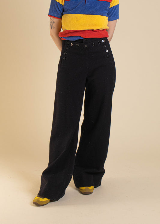 1950s US Navy Wool Sailor Pants Size Women's 27 Men's 30