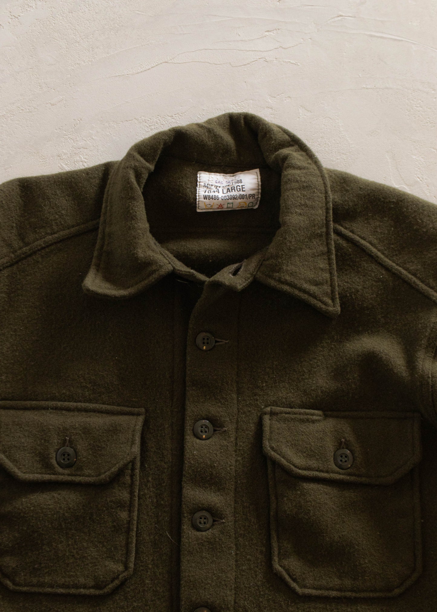 1980s Military Wool Button Up Shirt Size L/XL