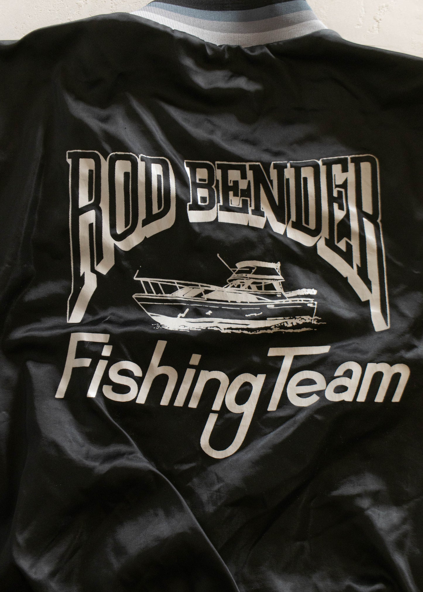 1980s Swingster Rod Bender Fishing Team Nylon Bomber Jacket Size L/XL