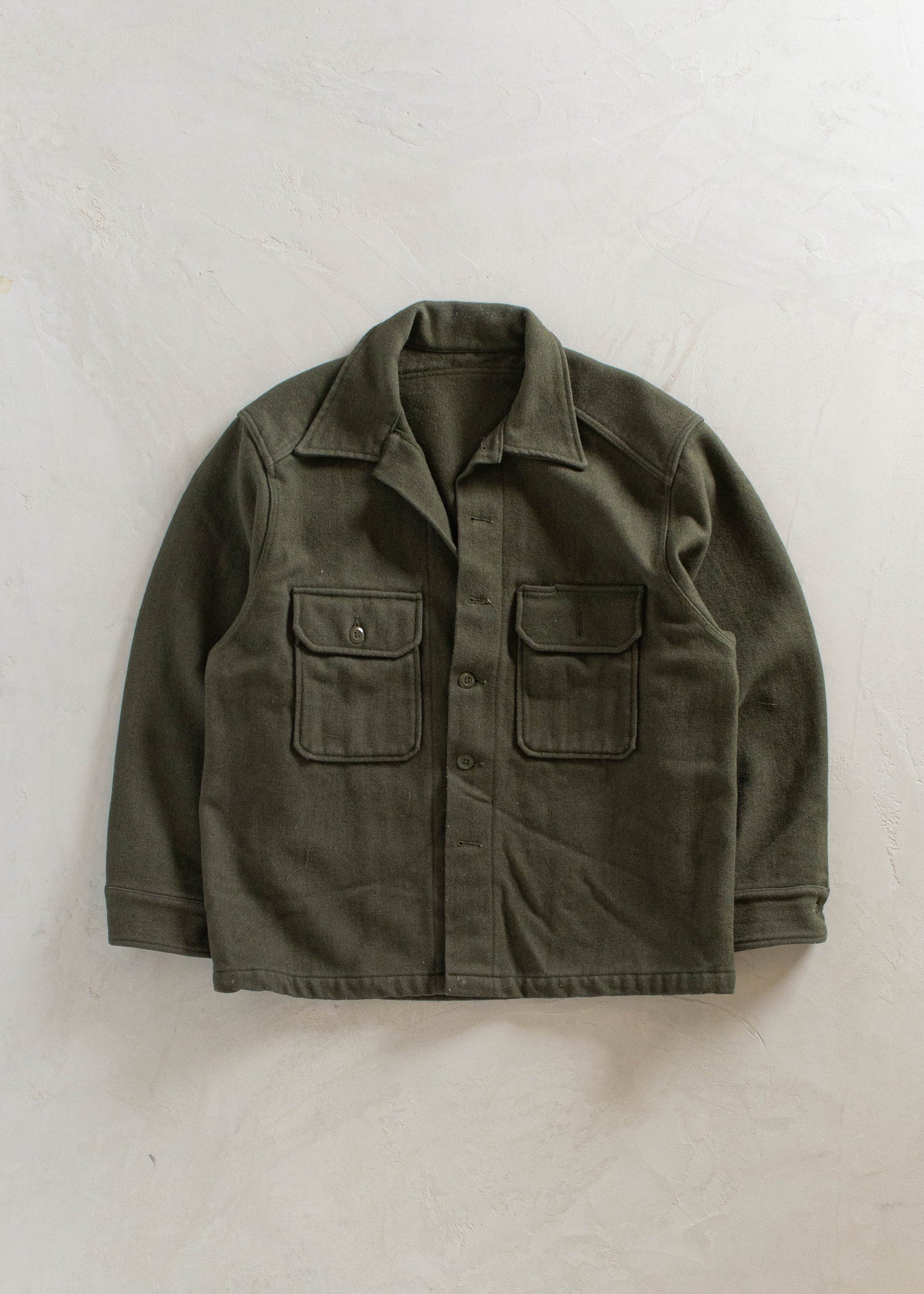 1980s Military Wool Button Up Shirt Size L/XL