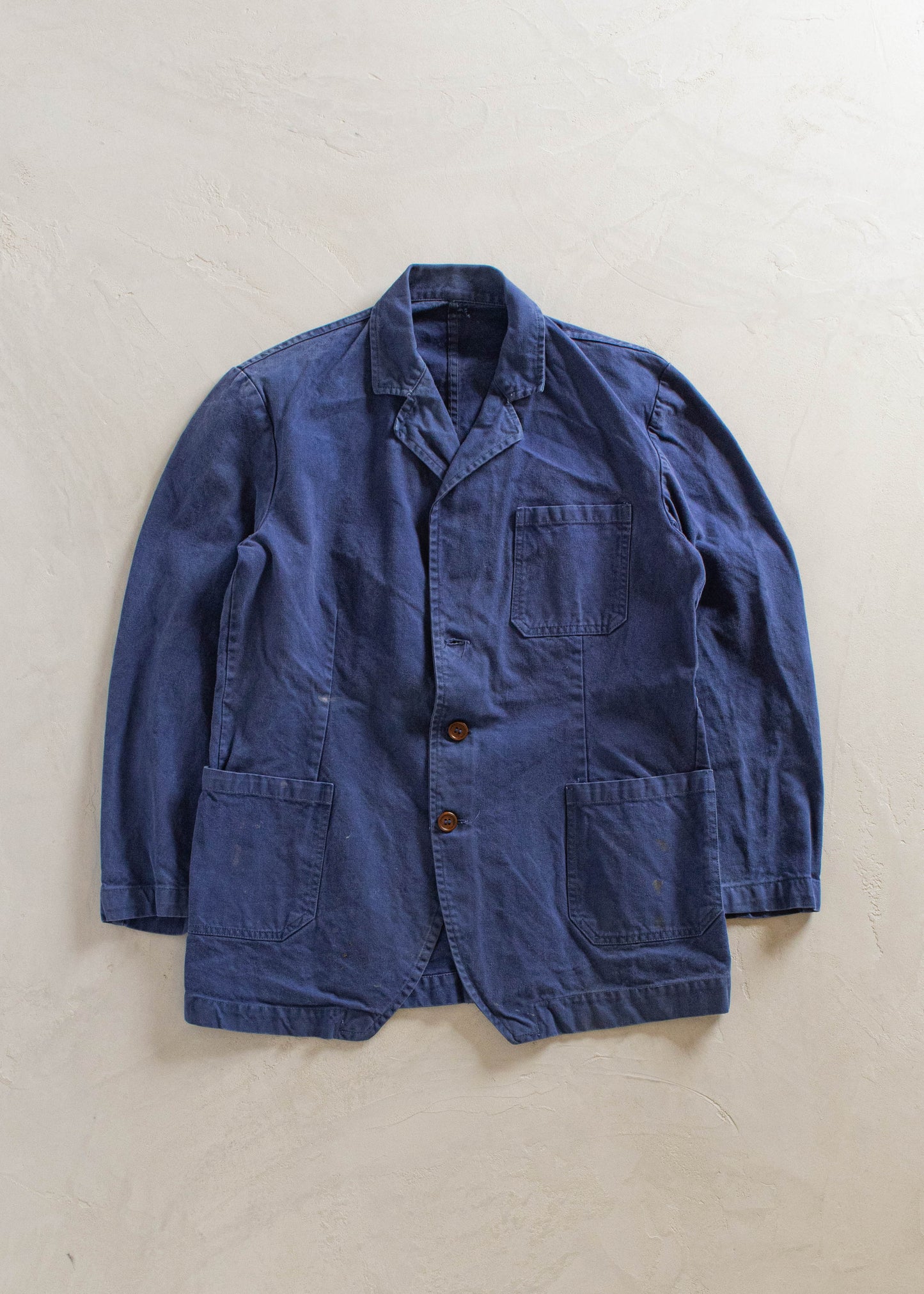 1980s French Workwear Button Up Chore Jacket Size S/M