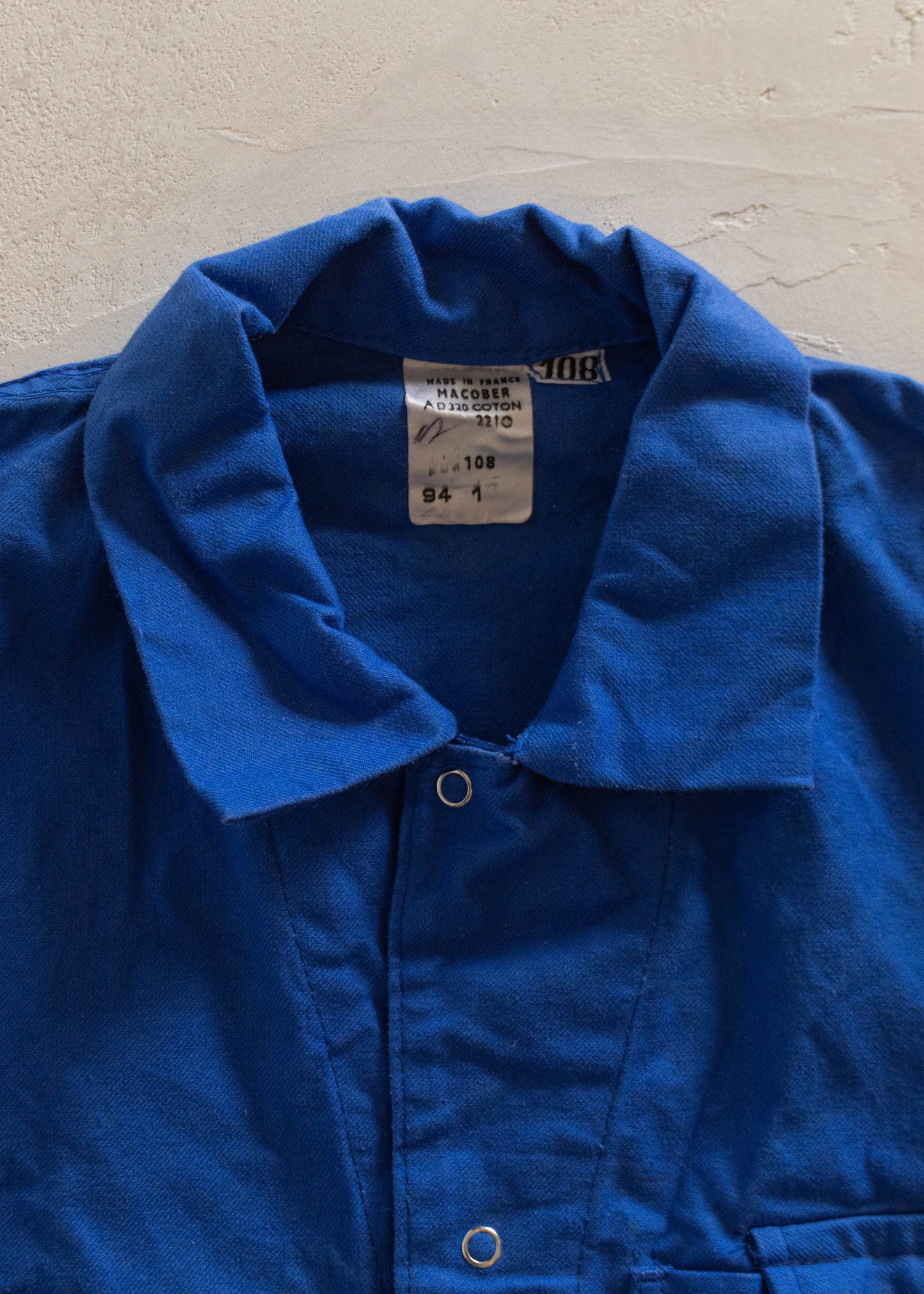 1980s Macober French Workwear Snap Button Chore Jacket Size M/L