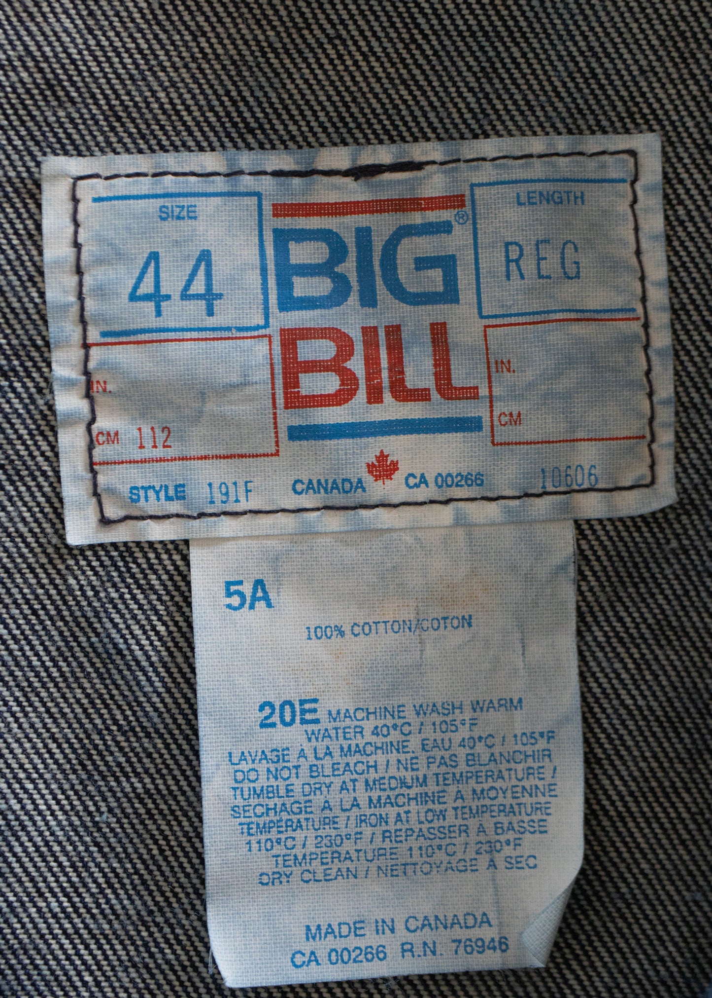 1970s Big Bill Denim Chore Coat Size L/XL