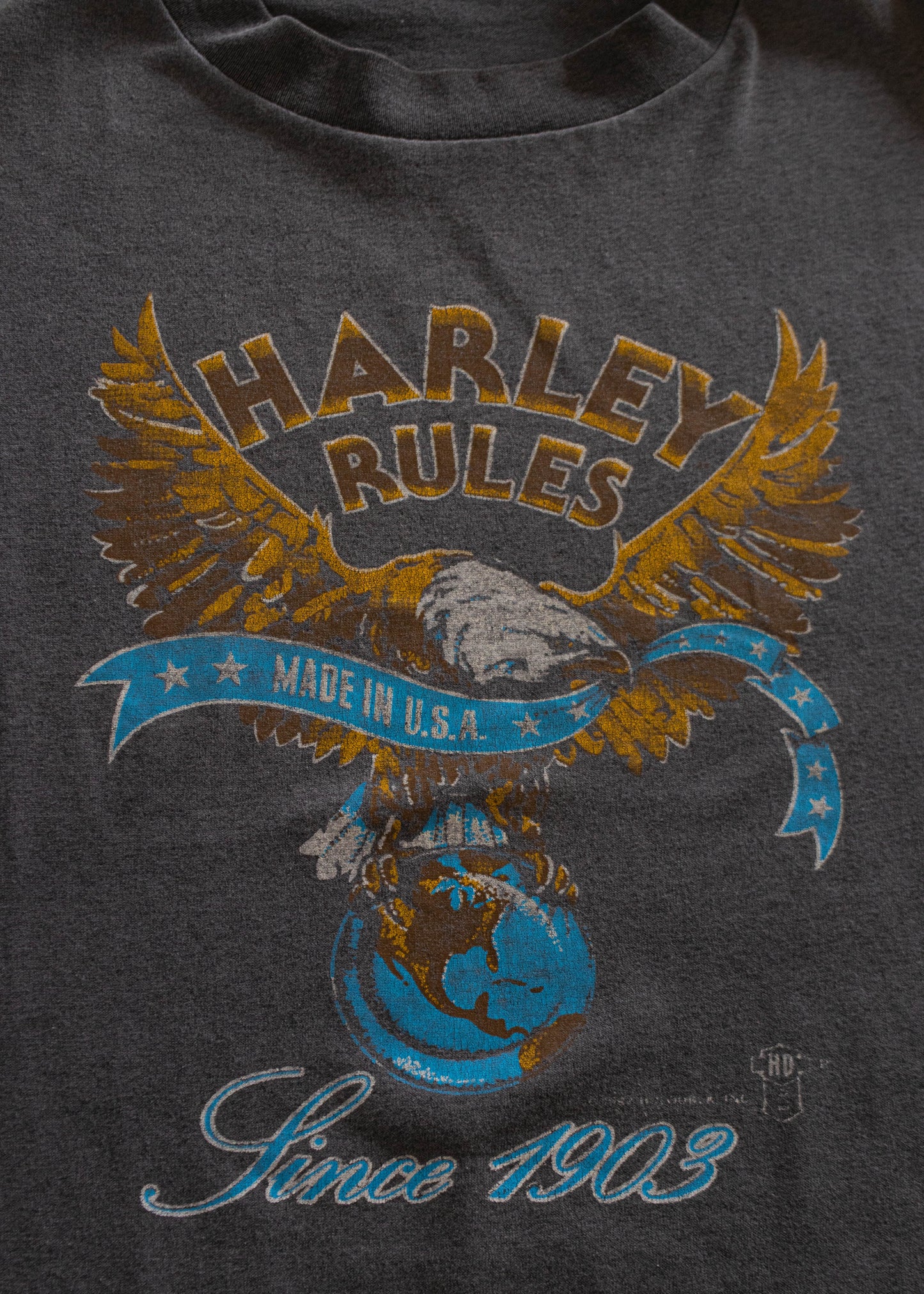 1987 "Harley Rules" Harley Davidson T-Shirt Size M/L