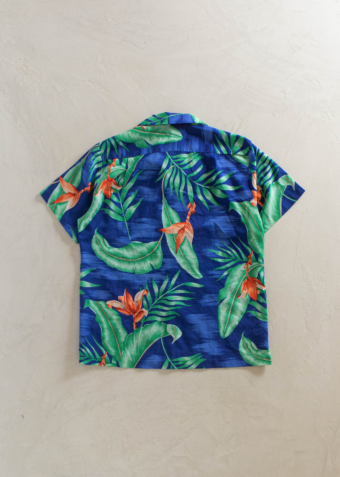 1980s Tropical Pattern Short Sleeve Button Up Shirt Size S/M
