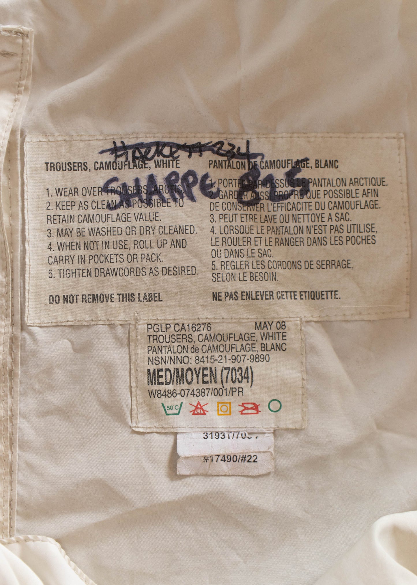 1990s Canadian Military Snow Camo Parachute Pants Size M/L