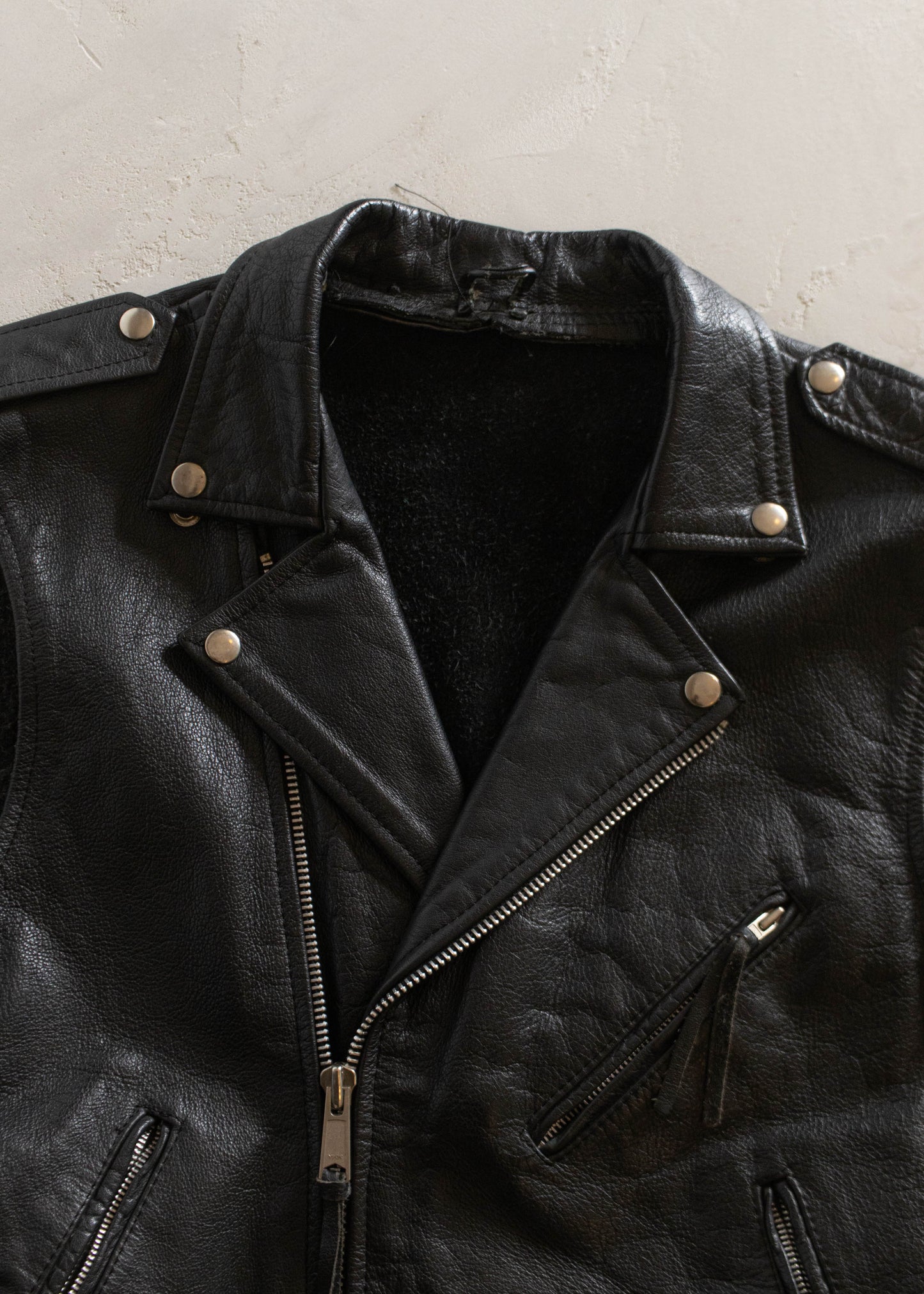 1980s Leather Moto Vest Size S/M