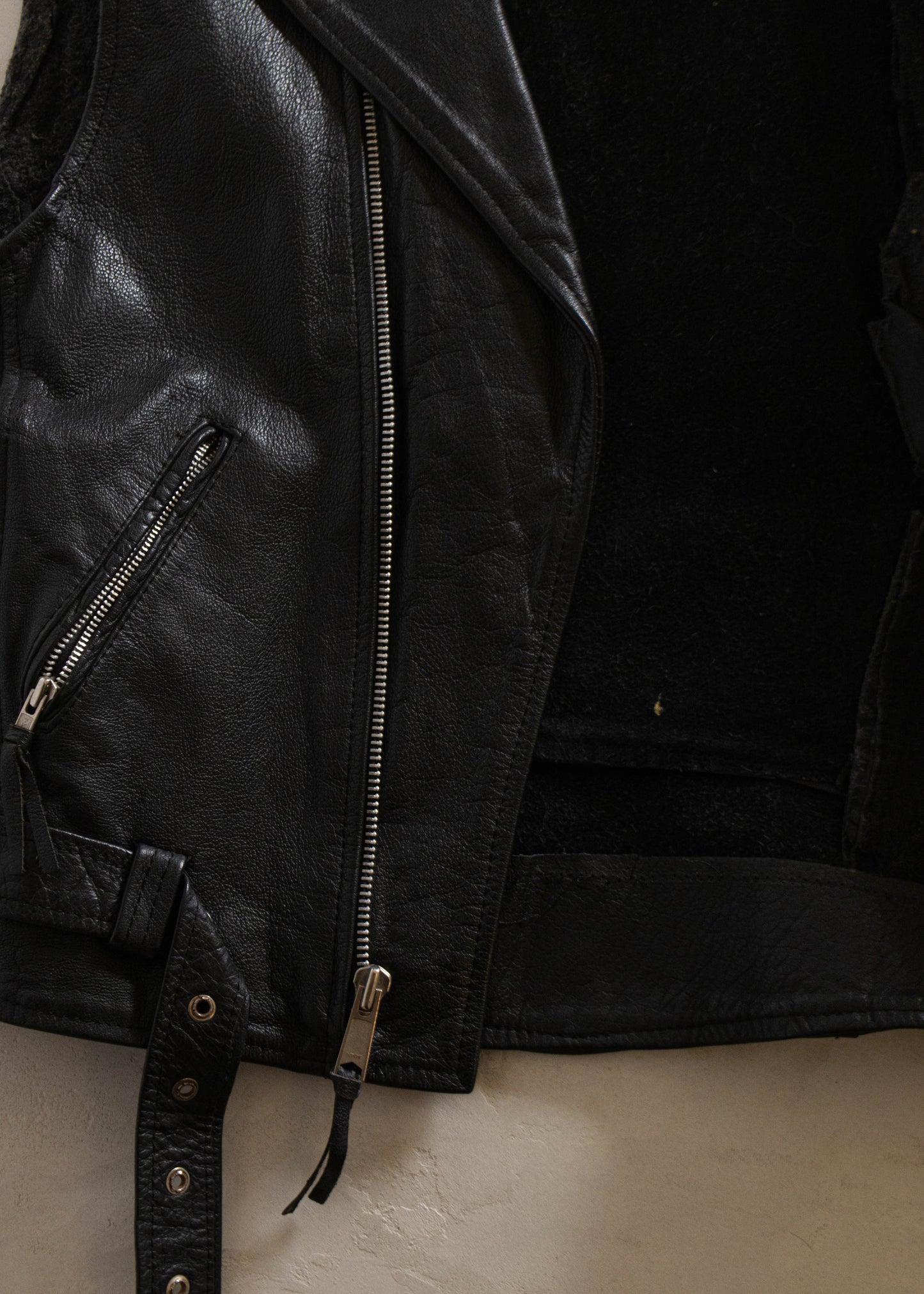 1980s Leather Moto Vest Size S/M