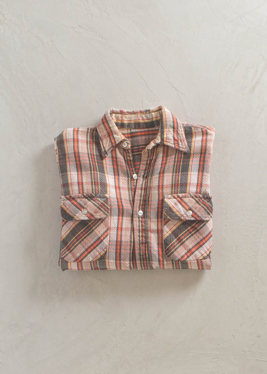 1970s Cotton Flannel Button Up Shirt Size XS/S
