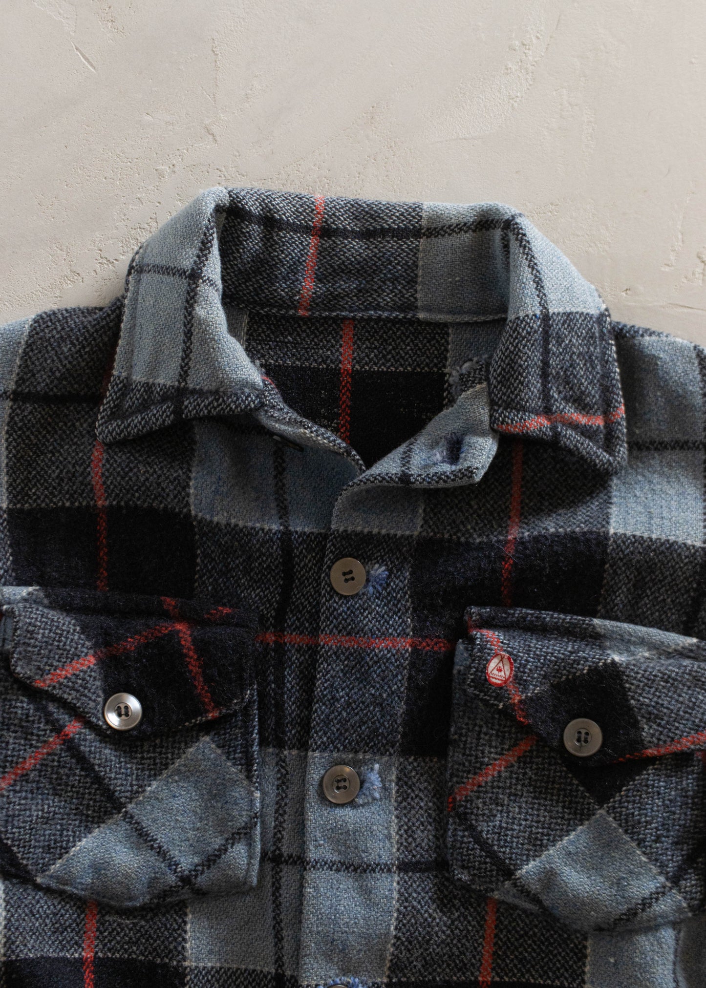 1980s Wool Flannel Button Up Shirt Size M/L