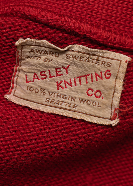 1950s Lasley Knitting Co Varsity Letterman Cardigan Size 2XS/XS