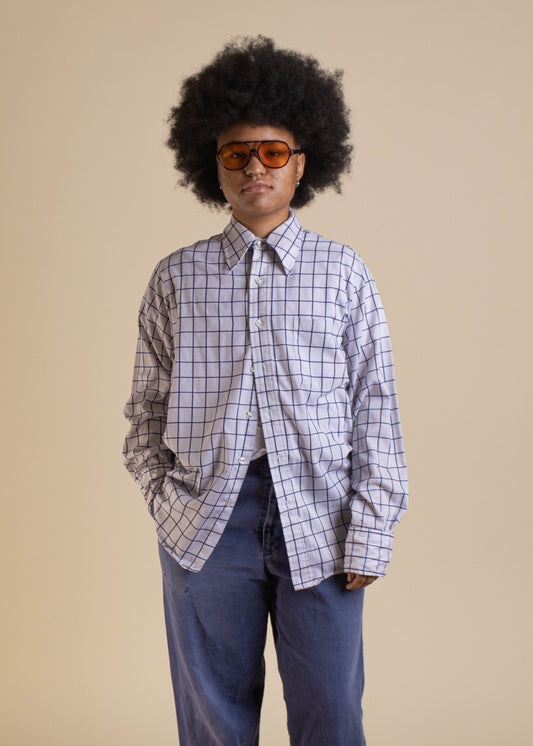 1970s JC Penney Towncraft Plaid Pattern Long Sleeve Button Up Shirt Size M/L