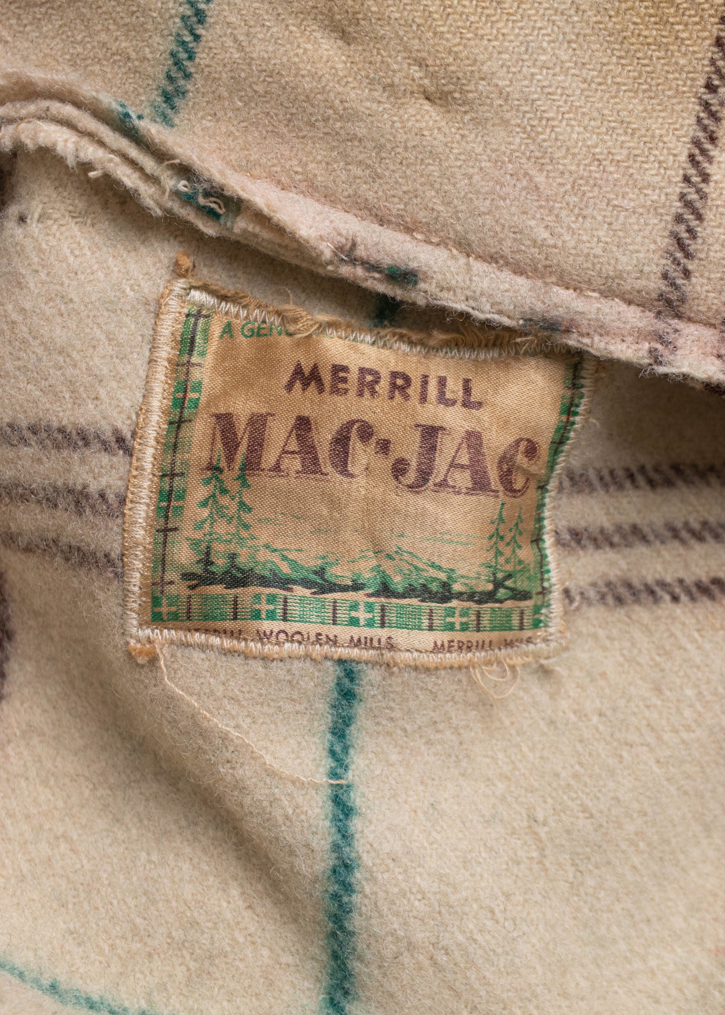1970s Merrill Mac-Jac Flannel Wool Zip Up Jacket Size S/M