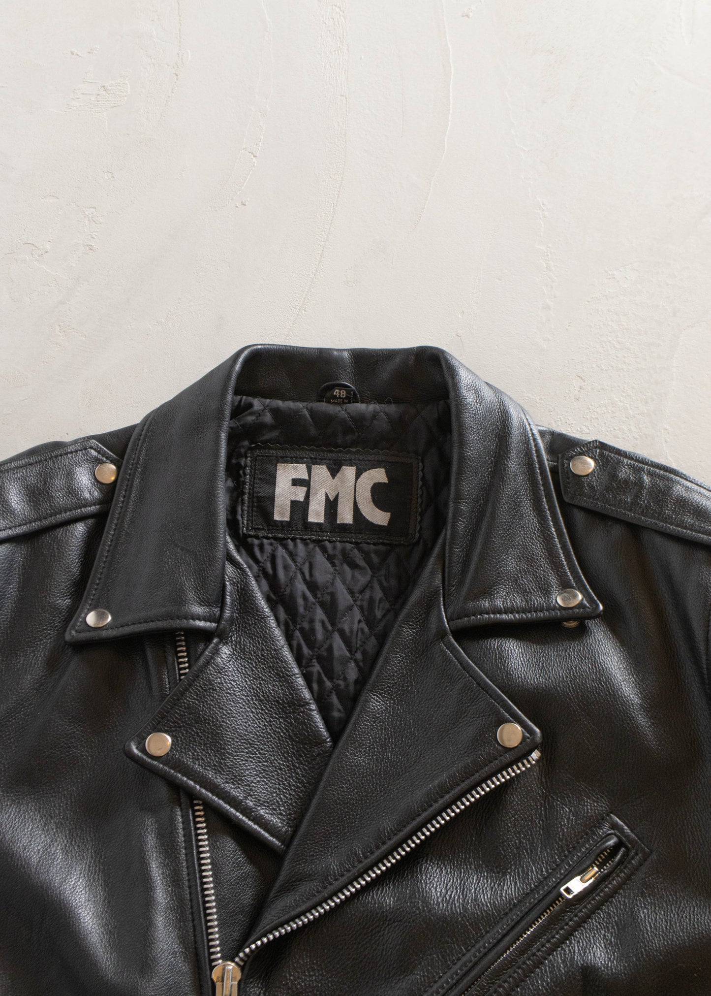 1980s FMC Leather Moto Jacket Size L/XL