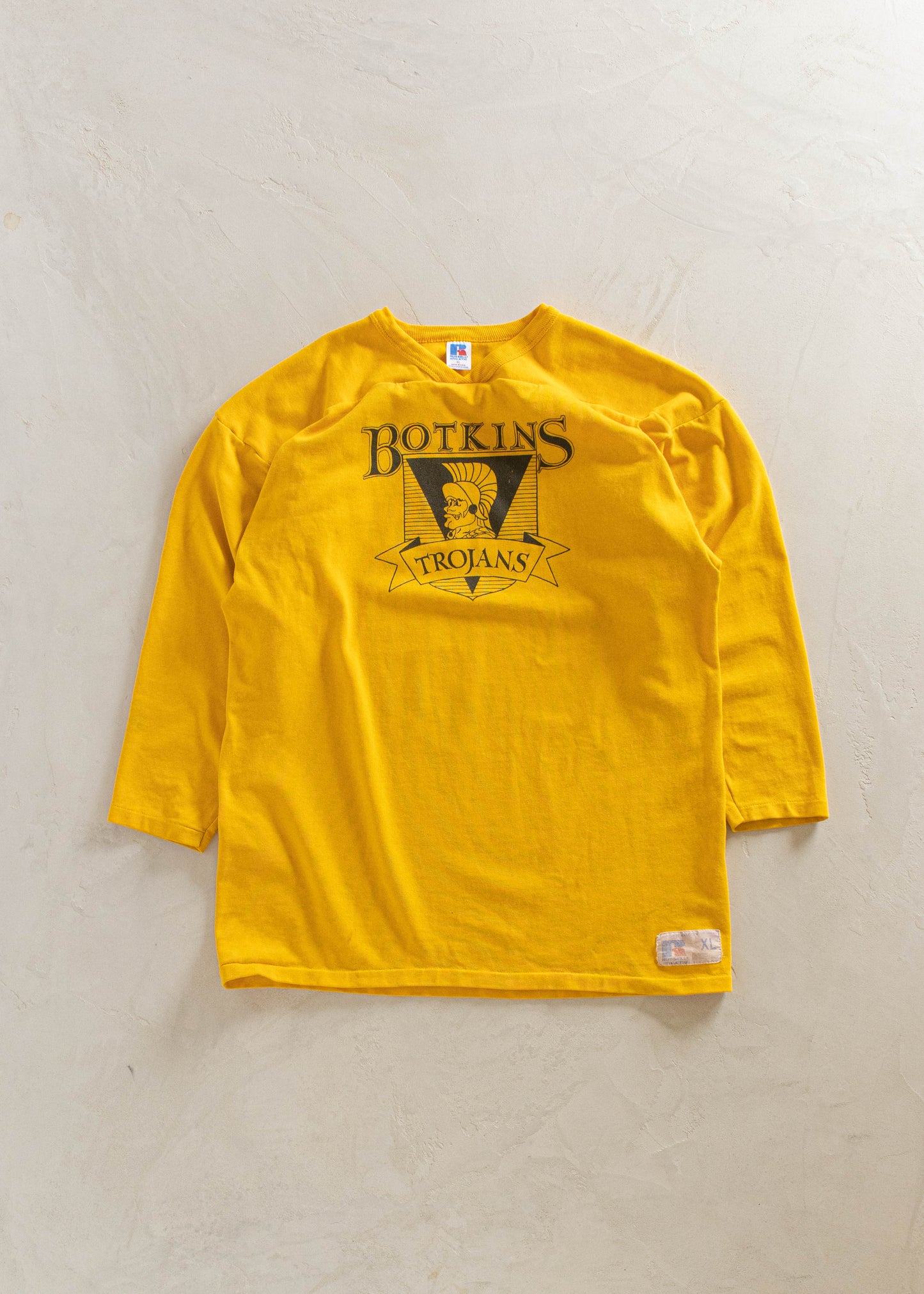 1980s Russel Athletic Botkins Trojans Long Sleeve Sport Jersey Size L/XL